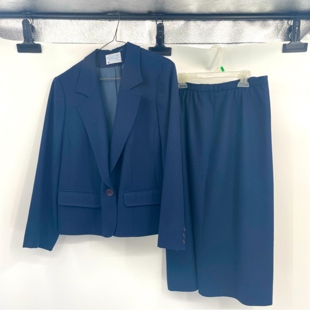 Pendleton Wool Blazer & Skirt Set | Blue | Size 14 | Classic Career Outfit